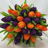Orange And Purple Tulips Bouquet Diamond Paintings