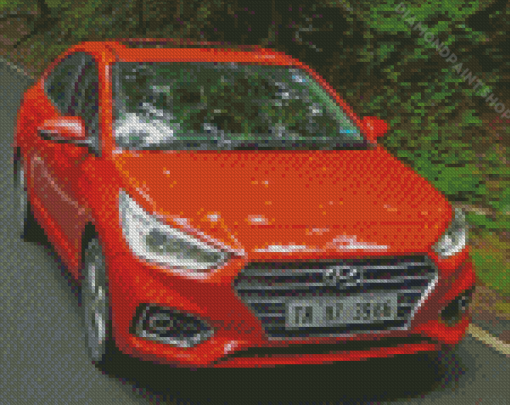 Orange Hyundai Verna Diamond Paintings