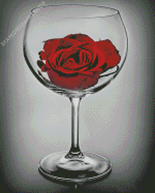 Red Rose In A Glass Diamond Paintings