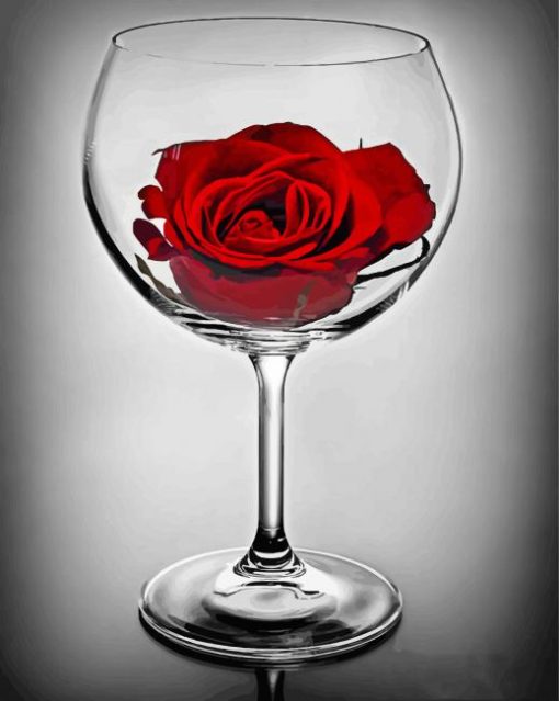 Red Rose In A Glass Diamond Paintings