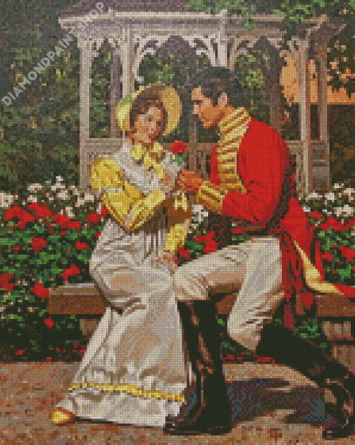 Romantic Couple In The Garden Art Diamond Paintings