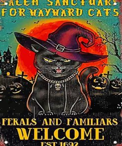 Salem Sanctuary For Wayward Cats Vintage Poster Diamond Paintings