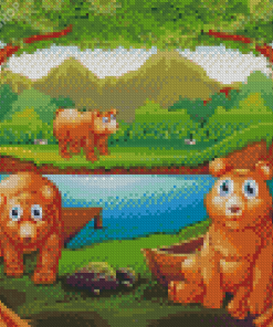 Three Bears Cartoon Diamond Paintings