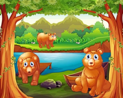 Three Bears Cartoon Diamond Paintings