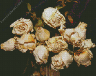 White Dying Rose Diamond Paintings