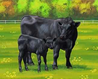 Aberdeen Angus Cows Diamond Paintings