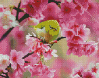 Aesthetic Bird Pink Flower Diamond Paintings