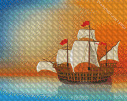 Aesthetic Sail Ship In Sea Diamond Painting