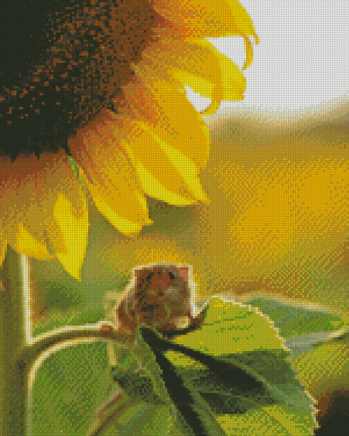 Aesthetic Sunflower With Mouse Diamond Paintings