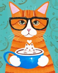 Cat And Coffee Cup Diamond Painting