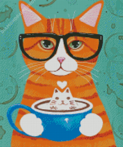 Cat And Coffee Cup Diamond Painting