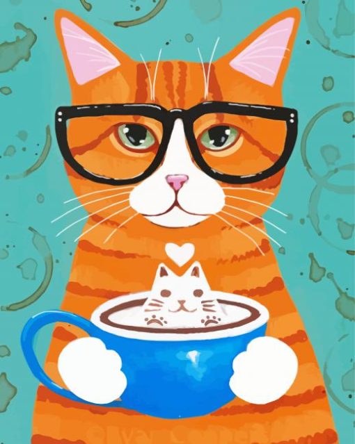 Cat And Coffee Cup Diamond Painting