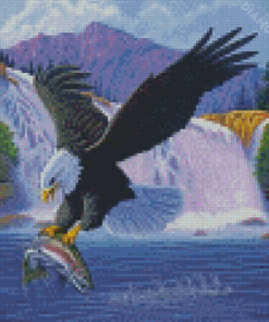 Eagles With Waterfall Falls Diamond Painting
