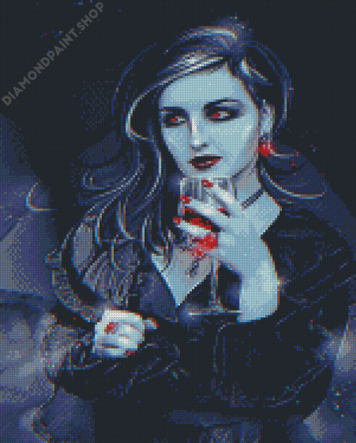Female Vampire Drinking A Cup Of Blood Diamond Painting
