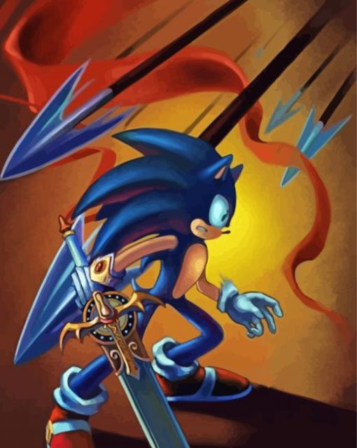 Hedgehog Sonic With Sword Diamond Painting