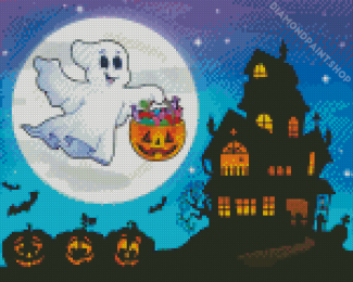 Illustration Halloween Ghost Diamond Painting