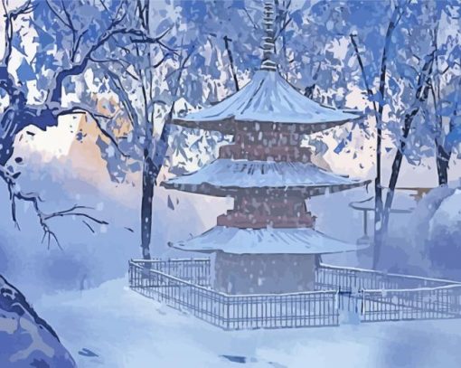 Japanese Temple In Winter Diamond Paintings