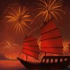 Junk Boat And Fireworks Diamond Painting
