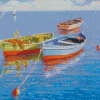 Mediterranean Seascape Fishing Boats Diamond Paintings