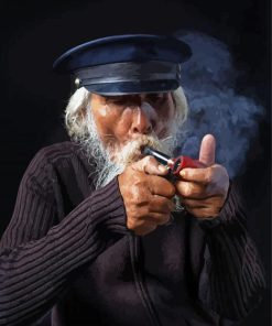 Old Man Sailor Smoking Diamond Paintings
