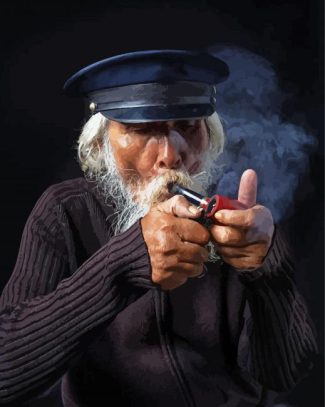 Old Man Sailor Smoking Diamond Paintings