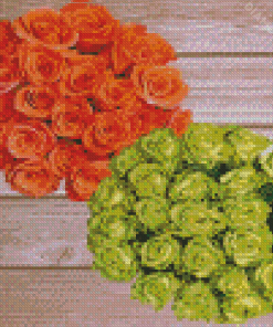 Orange And Green Flowers Bouquets Diamond Paintings