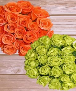 Orange And Green Flowers Bouquets Diamond Paintings