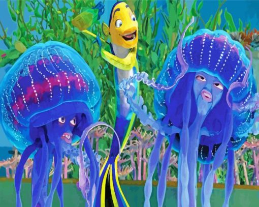 Oscar And Jellyfishes From Shark Tale Diamond Paintings