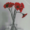 Red Gerbera Daisies Glass Vase Diamond Paintings