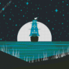 Sailing Ship Moon Illustration Diamond Paintings