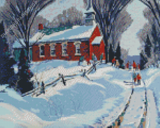 Snow Farmhouse Art Diamond Paintings