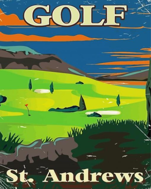 St. Andrews Golf Poster Diamond Paintings