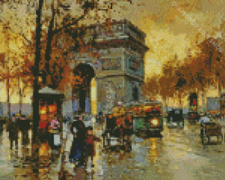 View Of The Arc Of Triomphe By Edouard Cortes Diamond Paintings