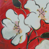 White Hibiscus Flowers Art Diamond Paintings