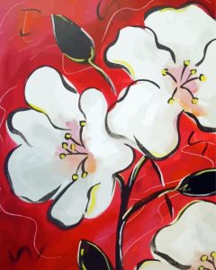 White Hibiscus Flowers Art Diamond Paintings