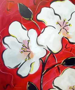 White Hibiscus Flowers Art Diamond Paintings
