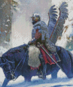 Winged Hussar In Snow Diamond Paintings