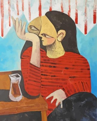 Abstract Woman Drinking Tea Diamond Paintings