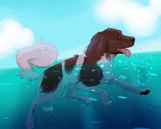 Adorable Dog Swimming Diamond Paintings