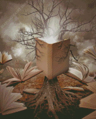 Aesthetic Trees And Books Diamond Painting