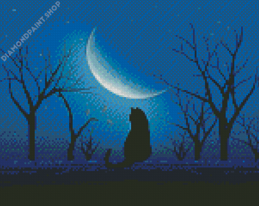 Aesthetic Lonely Cat Silhouette Diamond Painting