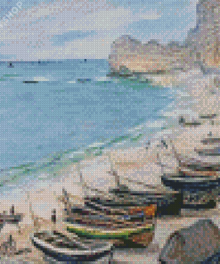 Claude Monet Boats Beach Diamond Painting