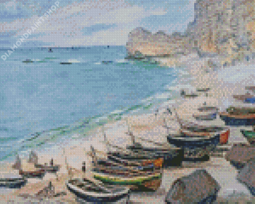 Claude Monet Boats Beach Diamond Painting