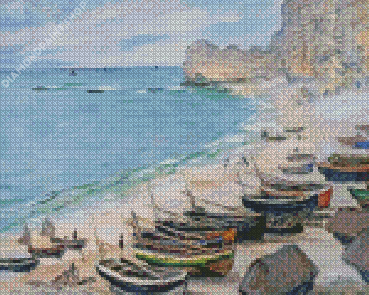 Claude Monet Boats Beach - Diamond Painting 