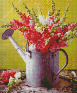 Cool Watering Can With Flowers Diamond Paintings