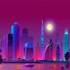Cool Purple City Diamond Paintings
