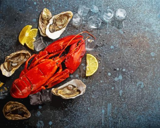 Crayfish And Oysters Diamond Painting