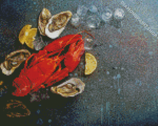 Crayfish And Oysters Diamond Painting