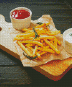 Crispy French Fries And Sauces Diamond Paintings