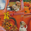 Cute Dogs In Autumn Art Diamond Paintings